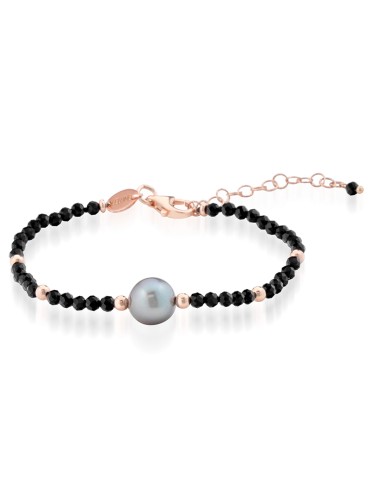 Bracciale Lelune Glamour-Rosè-Spinelli-Perla Tahiti 9 - 10mm-LGBR4941
