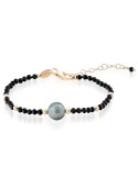 Bracciale Lelune Glamour-Dorato-Spinelli-Perla Tahiti 9 - 10mm-LGBR4942