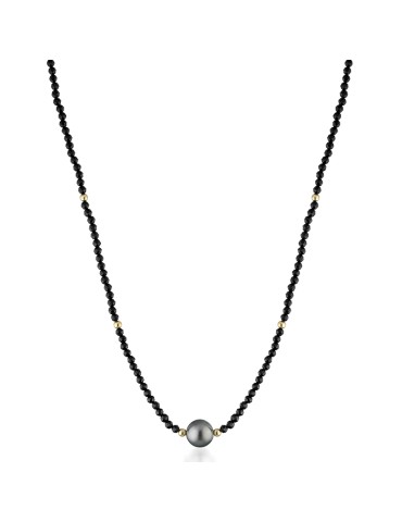 Collana Lelune Glamour - Gold-Spinelli-Perla Tahiti 9 - 10 mm-LGNK4942