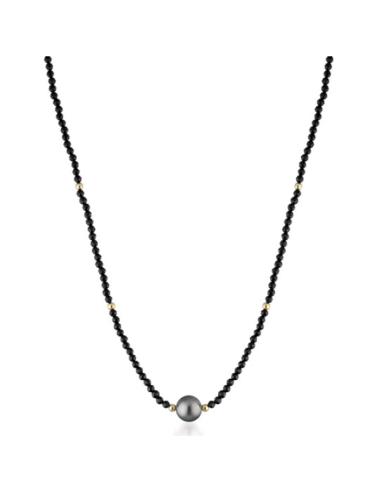 Collana Lelune Glamour - Gold-Spinelli-Perla Tahiti 9 - 10 mm-LGNK4942