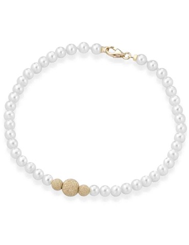 Lelune Bracelet - Cultured Pearls - Dotted Gold Spheres - LLBR2903