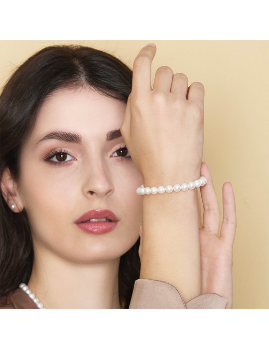 Bracciale Lelune-Oro Bianco 18Kt-Perle Coltivate 7,5 - 8 mm-LLBR80.2CH