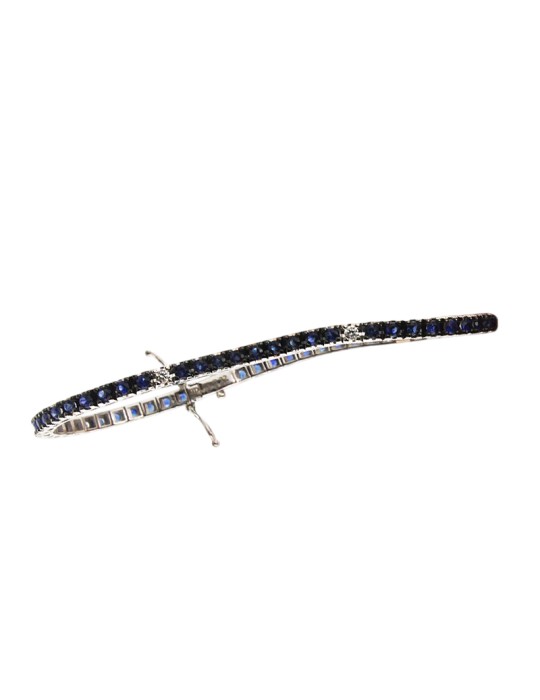 Davite&Delucchi Tennis Bracelet - in 18K White Gold with Diamonds and Blue Sapphires 2.70 ct - 18 centimeters - 0