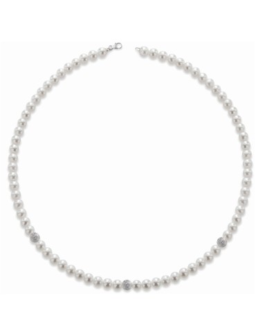 Lelune Necklace-Pearls 5 - 5.5 mm-Boules in 18 Kt White Gold-LLNK0355