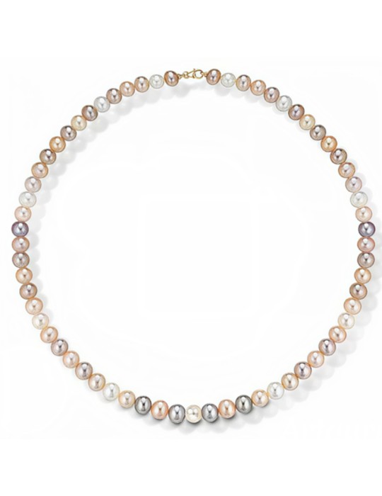 Collana Lelune-Oro Giallo 18 Kt-Perle Multicolore-6,5 - 7 mm-LLNKMTC70.2