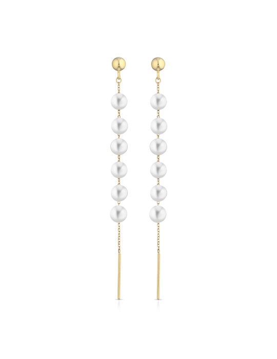 Coscia Earrings - 18K Yellow Gold Drops with 4.5-5mm Freshwater Pearls - 0
