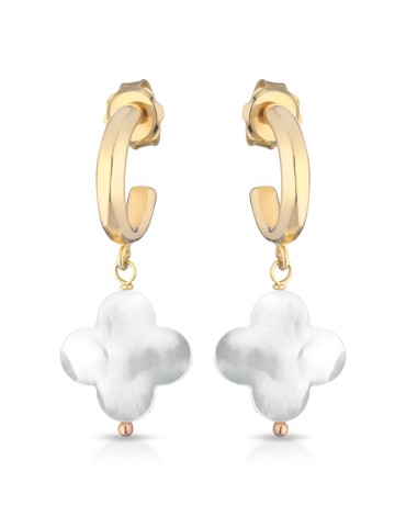 Lelune Glamour Earrings - Sidney Pendants in 925% Silver Gilded with Australian Mother of Pearl - 0
