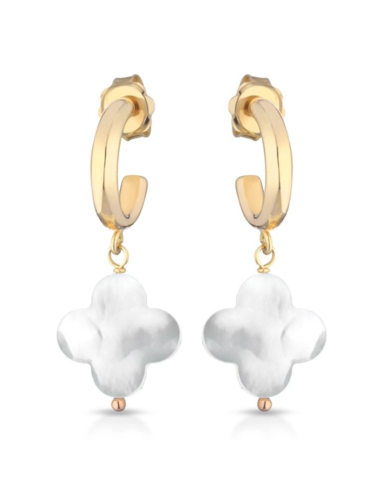 Lelune Glamour Earrings - Sidney Pendants in 925% Silver Gilded with Australian Mother of Pearl - 0