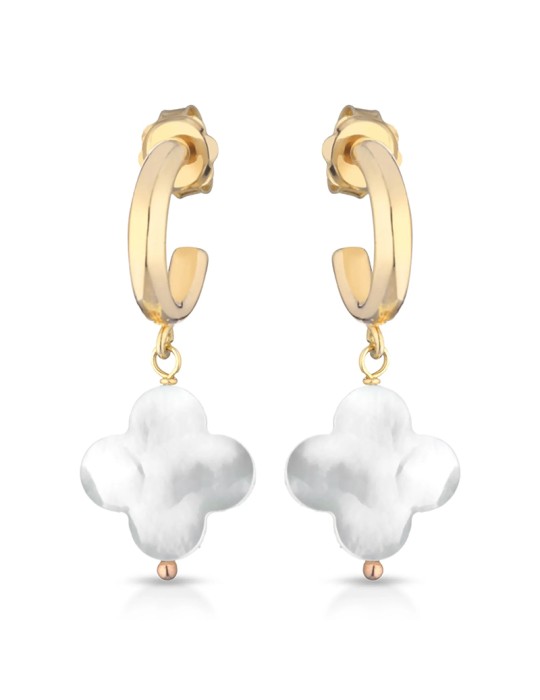 Lelune Glamour Earrings - Sidney Pendants in 925% Silver Gilded with Australian Mother of Pearl - 0