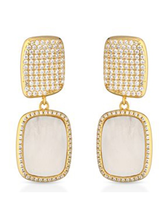 Lelune Glamour Earrings-Gold-Australian Mother of Pearl-Zirconia-LGEA756.2
