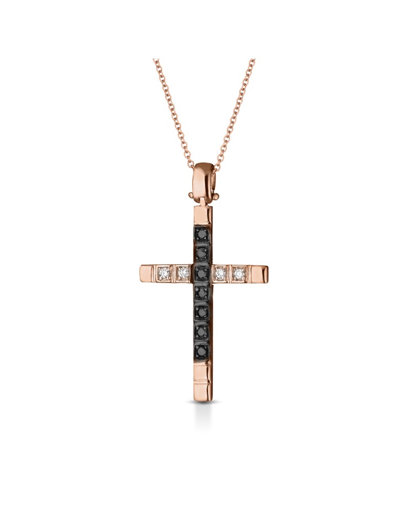Collana Lelune Diamonds - Oro Rosa 18 carati - Croce - Diamanti Neri 0,07 ct - LDCR2517011.1