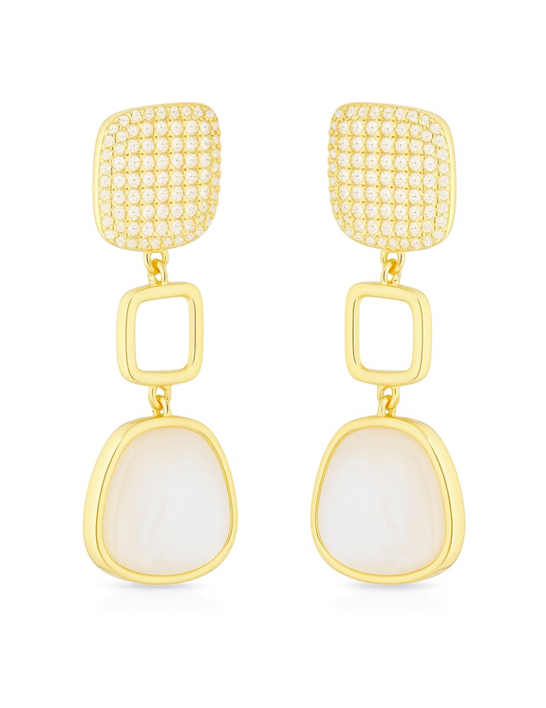 Lelune Glamour Earrings-Gold-Australian Mother-of-Pearl-Cubic Zirconia-LGEA761.2