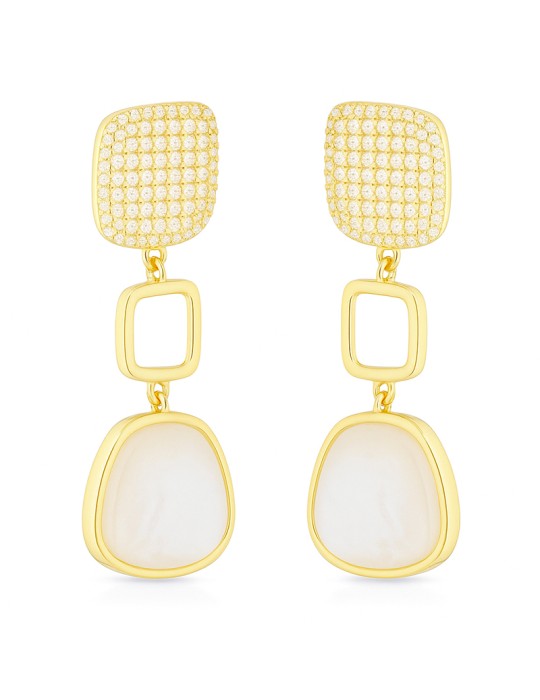 Lelune Glamour Earrings-Gold-Australian Mother-of-Pearl-Cubic Zirconia-LGEA761.2