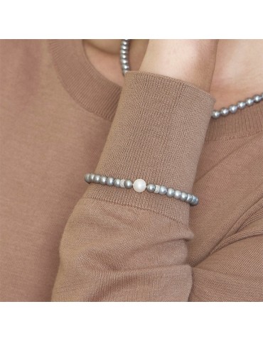 Lelune Bracelet-18Kt White Gold-Grey Pearls-White Zircons-LLBR035 2