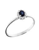 Davite&Delucchi Ring - in 18K White Gold with Sapphire and Natural Diamonds 0.08 ct - 0