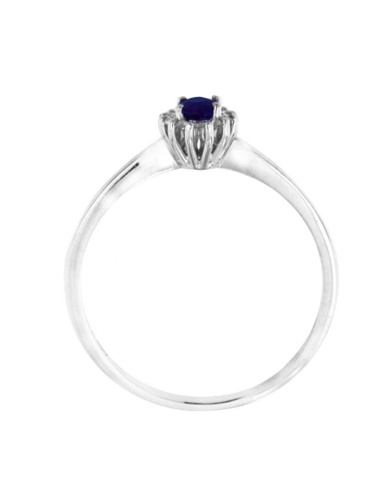 Davite&Delucchi Ring - in 18K White Gold with Sapphire and Natural Diamonds 0.08 ct - 0