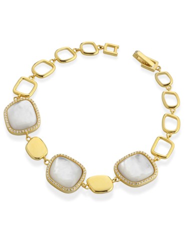 Lelune Glamour Bracelet-Golden-Australian Mother-of-Pearl-Cubic Zirconia-LGBR756.2