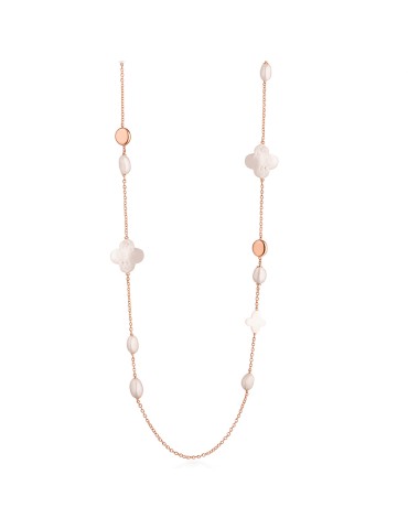 Lelune Glamour Necklace - Pink - Pearls - Mother of Pearl Flowers-LGNK752.1