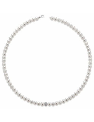 Collana Lelune - Oro Bianco 18 Kt-Perle Freshwater 5,5 - 6 mm-LLNK0160