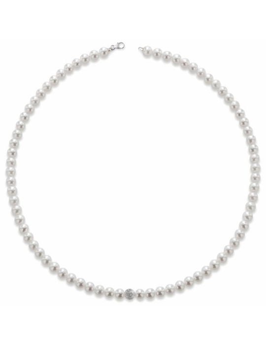 Lelune Necklace - 18 Kt White Gold - Freshwater Pearls 5.5 - 6 mm-LLNK0160
