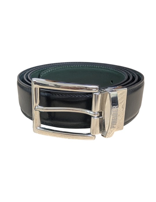 Cintura Pineider - Daily 23 - Pelle Nera e Verde - Liscia - PSS723056