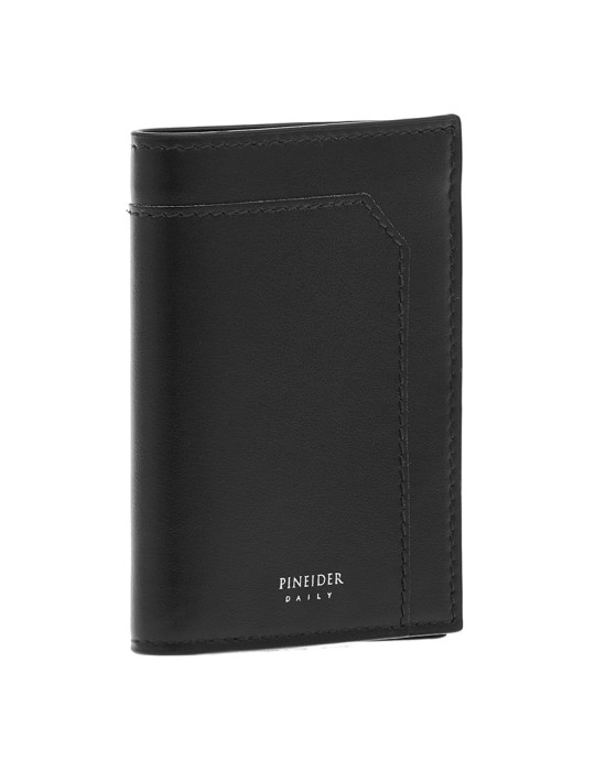 Pineider Vertical Wallet - Black Smooth Calfskin - PSS713056