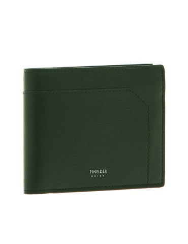 Pineider Wallet-Coin Purse-Smooth Green Calfskin-PSS708327 2