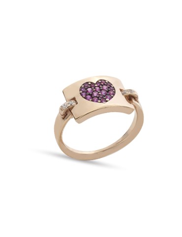 Buonocore Ring - 18K Rose Gold Heart with Rubies 0.29 ct - 0 2