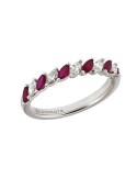 Buonocore Ring - 18K White Gold Band with Diamonds and Rubies 0.38 carats - 0