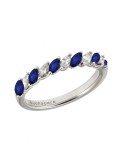 Buonocore Ring - 18K White Gold Eternity Ring with Diamonds and Blue Sapphires 0.55 carats - 0