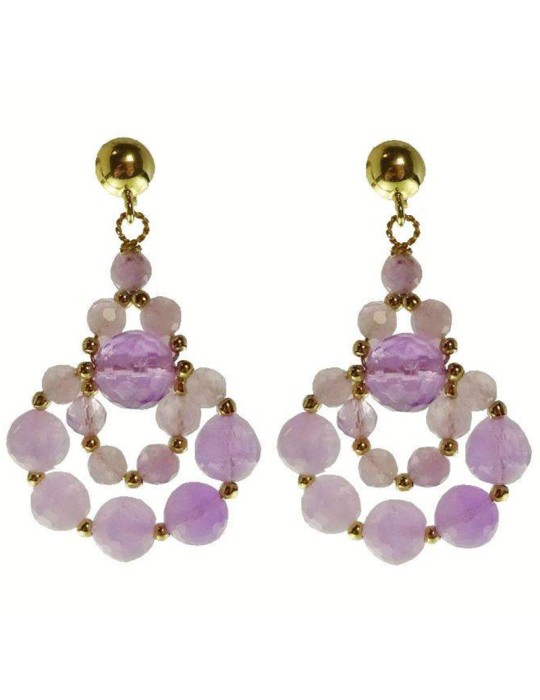 Orecchini Rajola-Pendenti-Argento 925% Dorato-Ametista Lavanda-45-856-2