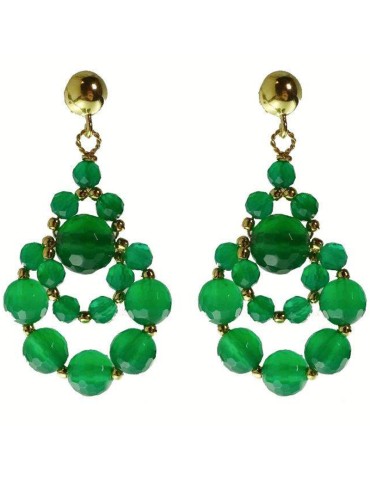 Orecchini Rajola - Pendenti - Argento 925% Dorato-Agata Verde-45-856-4