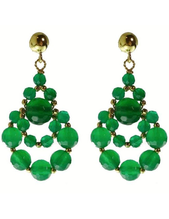 Rajola Earrings - Pendants - 925% Silver Golden-Green Agate-45-856-4