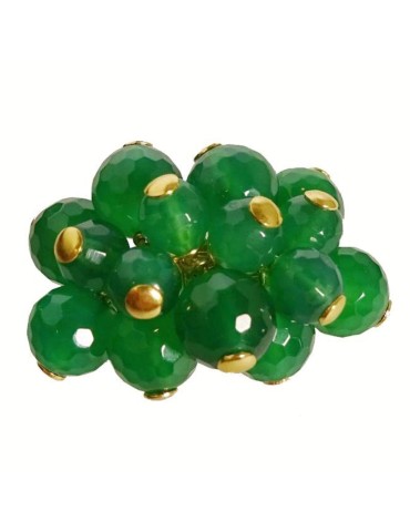 Rajola Ring - 925% Silver Gold - Green Agate - 45-466-5AN