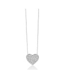 Miluna Necklace - in 18K White Gold with Heart Pendant and Natural Diamonds - 0