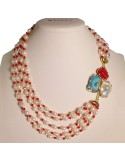 Collana Rajola - Multifilo-Argento 925% Dorato-Corallo-Perle-45-467-26