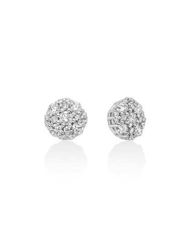 Miluna Earrings - 18K White Gold Round Stud with Natural Diamonds - 0