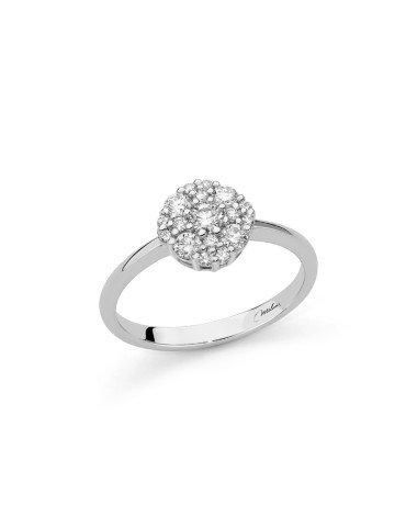 Anello Miluna - in Oro Bianco 18 carati Fantasia Rotondo con Diamanti Naturali - 0