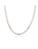 Collana Miluna - Boule e Fantasia con Perle Vere 6-6,5mm e Sfere in Oro Bianco 18 Carati - 0