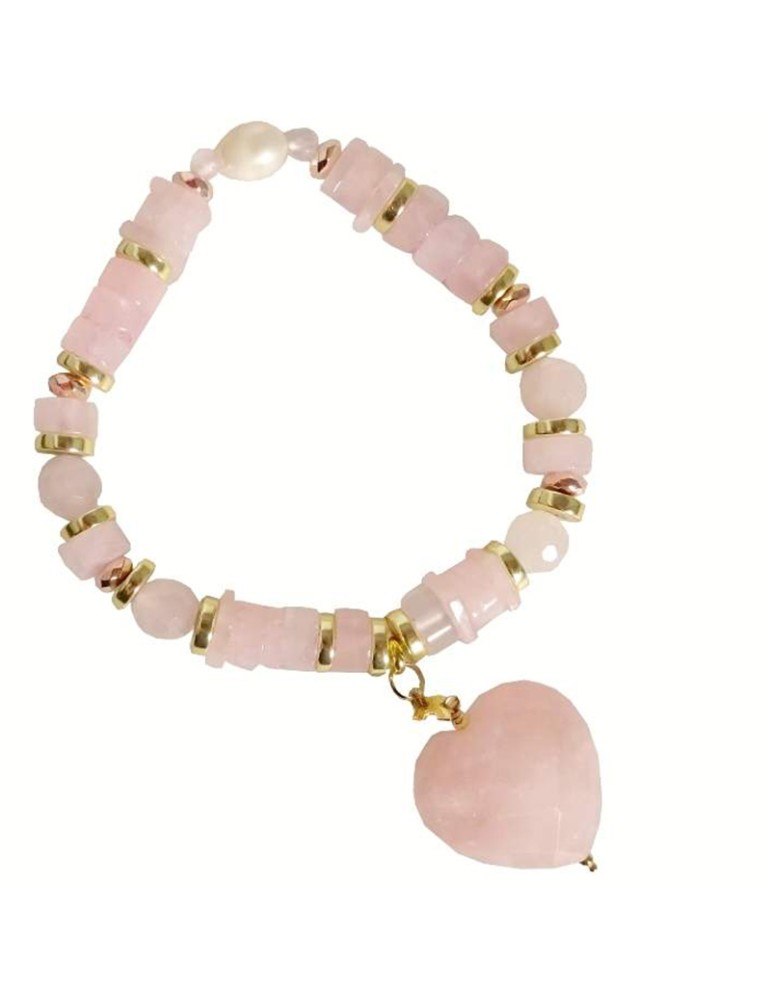 Bracciale Rajola-Tenerife-Cuore di Quarzo Rosa-Perla Barocca-45-461-518