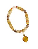 Collana Rajola - Argento 925% Dorato-Cuore in Ambra e Perle-45-461-618