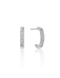 Miluna Earrings - 18K White Gold Semi Hoop with White Diamonds - 0