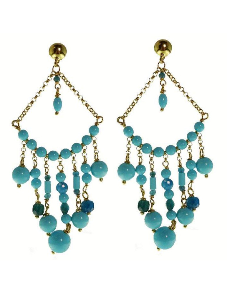 Rajola Earrings-925% Silver Golden-Turquoise Paste-Apatite-45-453-7OR