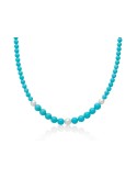 Collana Miluna - Terra e Mare con Agglomerato Turchese e Perle - 0