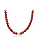 Miluna Necklace - Earth and Sea with Red Coral Agglomerate and Pearl 9.5-10 mm - 0
