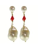Orecchini Rajola - Argento 925% Dorato - Perle-Corallo Rosso-45-857-10