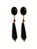 Rajola Earrings-925% Silver Golden-Black Onyx-Red Coral-45-857-3