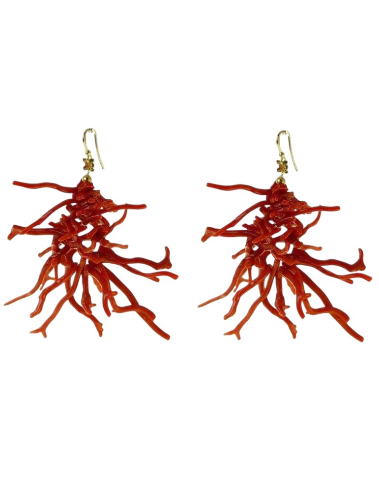 Rajola-Licata-Silver 925% Golden-Coral Fringe Earrings-45-111-8
