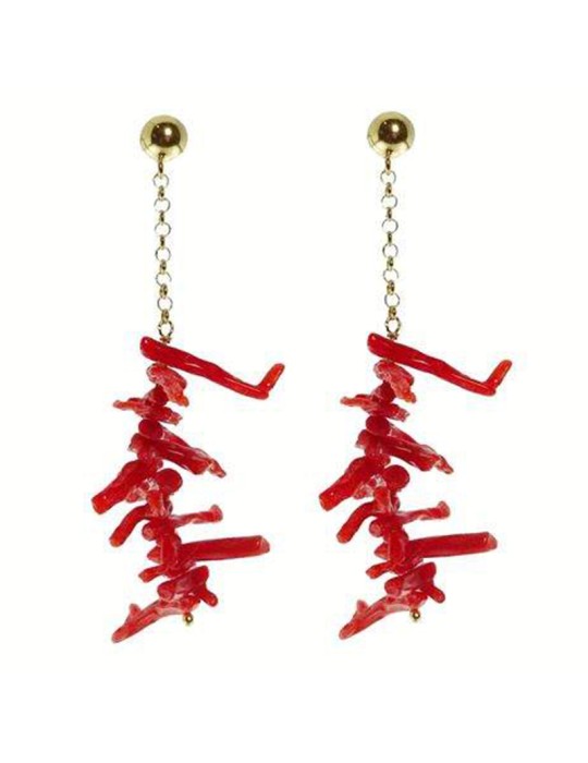 Orecchini Rajola-Licata-Argento 925% Dorato-Frange di Corallo-45-848-1