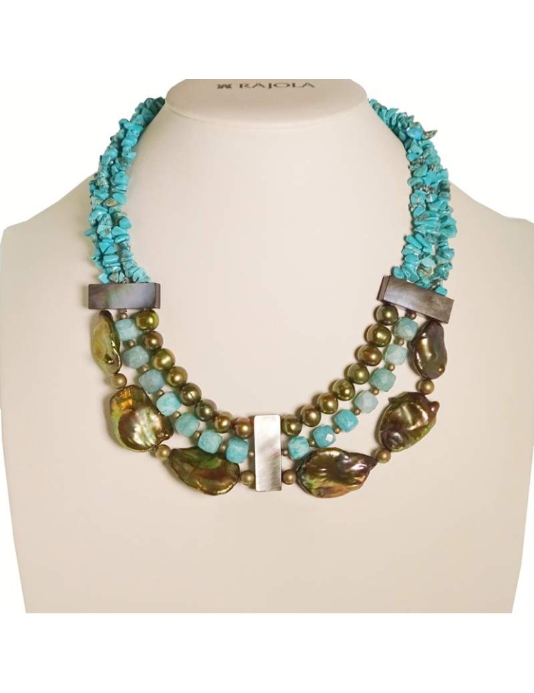 Collana Rajola - Chakra - Girocollo -  Pasta Turchese - Perle-54-493-2